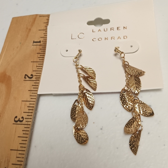 LAUREN CONRAD GOLDTONE DANCING LEAVES EARRINGS - Picture 3 of 4
